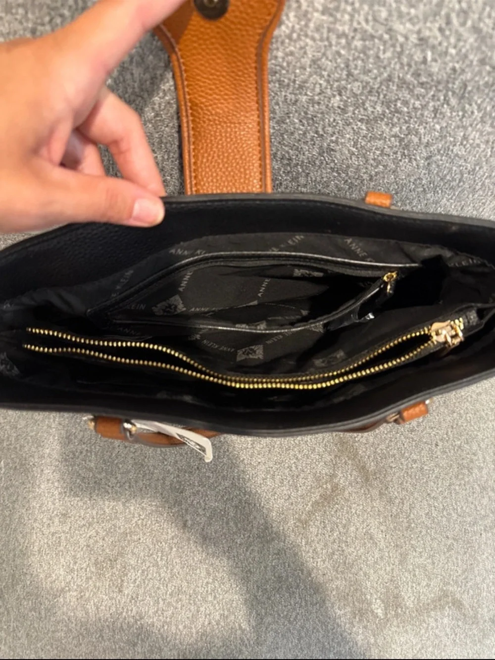 Anne Klein Black and Brown Leather Tote Bag